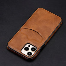 Load image into Gallery viewer, Fashion Wallet Card Holder Back Cover For iPhone 13 Pro Max 12 Mini 11 Xr X Xs 14 Pro Max Luxury PU Leather Case Genuine Leather iPhone Cover For Men Stylish Slim Design