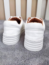 Load image into Gallery viewer, Fashion White Split Leather Women Sneakers White Lace Up Women Casual Shoe Luxury Leather Womens Sneakers Spring Casual Women Fashion Flat Sneakers
