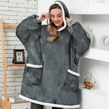 Load image into Gallery viewer, Fashion Winter Oversized Hoodies Sweatshirt Women Men Pullover Giant TV Blanket Hoodie Super Long Blanket With Sleeves Super Long Flannel Blanket with Sleeves Winter Hoodie for Women Men Giant Fleece Pullover Oversized Hoodie