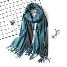 Load image into Gallery viewer, Fashion Winter Solid Soft Scarf Cashmere Lightweight Scarves Shawls Cashmere Escharpe Scarfs Lightweight Shawls Hijabs Shawls Escharpe Elegant Wrap Blanket Bandana Tassel For Lady