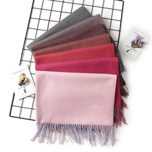 Load image into Gallery viewer, Fashion Winter Solid Soft Scarf Cashmere Lightweight Scarves Shawls Cashmere Escharpe Scarfs Lightweight Shawls Hijabs Shawls Escharpe Elegant Wrap Blanket Bandana Tassel For Lady