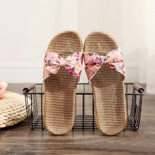 Load image into Gallery viewer, Fashion Woman Beach Floral Pattern Butterfly Knot Slippers Unique Flat Flip Flops Design For Women Outdoor Home Slippers