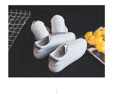 Load image into Gallery viewer, Fashion Women's Vulcanize White Shoes Spring New Casual Classic Leather Women Casual White Sneakers Casual Sports Flat Low Top Sneaker Lace-up Classic Shoes