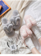 Load image into Gallery viewer, Fashion Women Slippers Winter Warm Fur Shoes Men Couples Cute Rabbit Ears Soft Sole Home Indoor Plush Winter Warm Memory Foam Cotton Home Slippers Soft Plush Fleece Slip On House Slippers