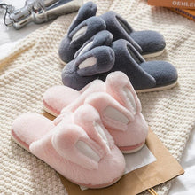 Load image into Gallery viewer, Fashion Women Slippers Winter Warm Fur Shoes Men Couples Cute Rabbit Ears Soft Sole Home Indoor Plush Winter Warm Memory Foam Cotton Home Slippers Soft Plush Fleece Slip On House Slippers