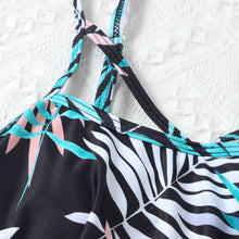 Load image into Gallery viewer, Fashionable And Stylish Design Women Leaf Print Soft Comfortable Suitable High Waist Swimsuit Bikini Women's Suits Two Pieces Top High Waist Bottom Two Piece Sets Beach Swimwear