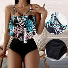Load image into Gallery viewer, Fashionable And Stylish Design Women Leaf Print Soft Comfortable Suitable High Waist Swimsuit Bikini Women's Suits Two Pieces Top High Waist Bottom Two Piece Sets Beach Swimwear