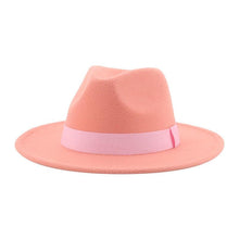 Load image into Gallery viewer, Fashionable Fedora Hats Women Wide Brim Dress Caps Women's Fedora Hats Elegant Wide Brim Fedora Hat Wedding Men Hat Warm Retro Style Belt 56-58cm
