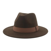 Load image into Gallery viewer, Fashionable Fedora Hats Women Wide Brim Dress Caps Women's Fedora Hats Elegant Wide Brim Fedora Hat Wedding Men Hat Warm Retro Style Belt 56-58cm