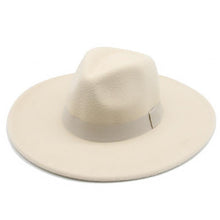 Load image into Gallery viewer, Fashionable Fedora Hats Women Wide Brim Dress Caps Women's Fedora Hats Elegant Wide Brim Fedora Hat Wedding Men Hat Warm Retro Style Belt 56-58cm