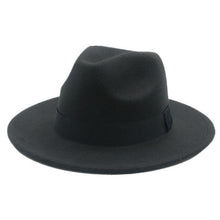 Load image into Gallery viewer, Fashionable Fedora Hats Women Wide Brim Dress Caps Women's Fedora Hats Elegant Wide Brim Fedora Hat Wedding Men Hat Warm Retro Style Belt 56-58cm