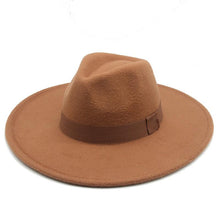 Load image into Gallery viewer, Fashionable Fedora Hats Women Wide Brim Dress Caps Women's Fedora Hats Elegant Wide Brim Fedora Hat Wedding Men Hat Warm Retro Style Belt 56-58cm