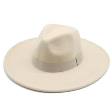 Load image into Gallery viewer, Fashionable Fedora Hats Women Wide Brim Dress Caps Women's Fedora Hats Elegant Wide Brim Fedora Hat Wedding Men Hat Warm Retro Style Belt 56-58cm