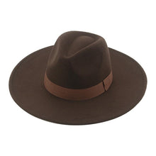 Load image into Gallery viewer, Fashionable Fedora Hats Women Wide Brim Dress Caps Women's Fedora Hats Elegant Wide Brim Fedora Hat Wedding Men Hat Warm Retro Style Belt 56-58cm