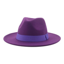 Load image into Gallery viewer, Fashionable Fedora Hats Women Wide Brim Dress Caps Women's Fedora Hats Elegant Wide Brim Fedora Hat Wedding Men Hat Warm Retro Style Belt 56-58cm