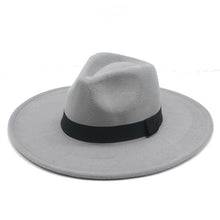 Load image into Gallery viewer, Fashionable Fedora Hats Women Wide Brim Dress Caps Women's Fedora Hats Elegant Wide Brim Fedora Hat Wedding Men Hat Warm Retro Style Belt 56-58cm