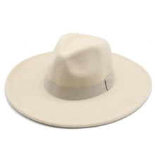 Load image into Gallery viewer, Fashionable Fedora Hats Women Wide Brim Dress Caps Women's Fedora Hats Elegant Wide Brim Fedora Hat Wedding Men Hat Warm Retro Style Belt 56-58cm