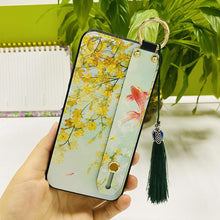 Load image into Gallery viewer, Fashionable Flower Phone Case for iPhone 11 12 13 14 Pro MAX X XS MAX XR 8 7 6 6s Plus X Soft Back Cases Wrist Strap Tassel Cover shockproof Hard Back Cover Slim Full Body Protective Trendy Cute Stylish Phone Case for Women