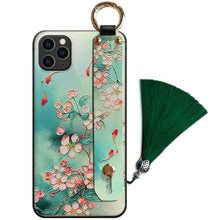 Load image into Gallery viewer, Fashionable Flower Phone Case for iPhone 11 12 13 14 Pro MAX X XS MAX XR 8 7 6 6s Plus X Soft Back Cases Wrist Strap Tassel Cover shockproof Hard Back Cover Slim Full Body Protective Trendy Cute Stylish Phone Case for Women