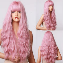 Load image into Gallery viewer, Fashionable Long Wavy Synthetic Wigs Brown to Blonde Ombre with Bangs Fake Hair for Women Daily Cosplay Party Heat Resistant Wigs For Black Women Gifts for Girlfriends