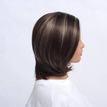 Load image into Gallery viewer, Fashionable Trendy Straight Bangs Style Pixie Cut Synthetic Wig Brown Mixed Short Natural Full Wigs For Black Women For Black Women Gifts for Girlfriends