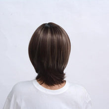 Load image into Gallery viewer, Fashionable Trendy Straight Bangs Style Pixie Cut Synthetic Wig Brown Mixed Short Natural Full Wigs For Black Women For Black Women Gifts for Girlfriends