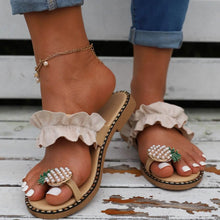 Load image into Gallery viewer, Faux Pearl & Pineapple Decor Toe Post Thong Sandals