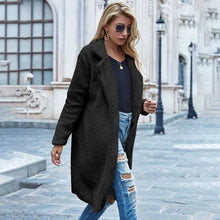 Load image into Gallery viewer, Faux Shearling Open-Front Longline Teddy Coat