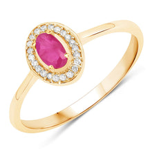Load image into Gallery viewer, 0.33 Carat Genuine Ruby and White Diamond 14K Yellow Gold Ring
