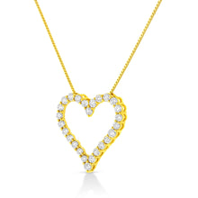 Load image into Gallery viewer, 14K Yellow Gold Plated .925 Sterling Silver 2.00 Cttw Shared Prong-Set Round Brilliant-Cut Diamond Open Heart 18" Pendant Necklace (K-L Color, I2-I3 Clarity)