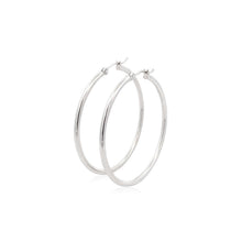 Load image into Gallery viewer, 14k White Gold Polished Hoop Earrings (40 mm)