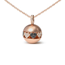 Load image into Gallery viewer, 18K Rose Gold 3/8 Cttw Black and White Diamond Ball with Filigree Heart and Cluster Design 18" Pendant Necklace (Black and G-H Color, SI1-SI2 Clarity)
