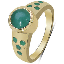 Load image into Gallery viewer, 14K Yellow Gold Plated 1.55 Carat Genuine Emerald & White Diamond .925 Sterling Silver Ring