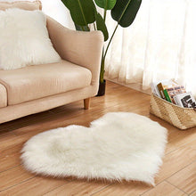 Load image into Gallery viewer, Plush Heart-Shaped Area Mat | Machine Washable Soft Artificial Wool | Cozy Decorative Mat for Living Room, Bedroom, Office | Indoor Use