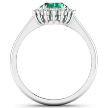 Load image into Gallery viewer, 1.87 Carat Genuine Zambian Emerald and White Diamond 14K White Gold Ring