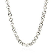 Load image into Gallery viewer, Sterling Silver Rhodium Plated Rolo Chain Necklace with a Heart Toggle Charm