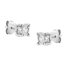 Load image into Gallery viewer, .925 Sterling Silver 1.0 Cttw Round Brilliant-Cut Diamond Miracle-Set Solitaire Stud Earrings (H-I Color, I2-I3 Clarity)