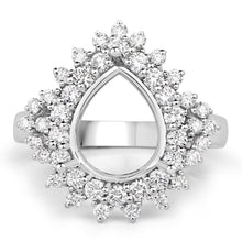 Load image into Gallery viewer, 0.89 Carat Genuine White Diamond 14K White Gold Semi Mount Ring - holds 11x9mm Pear Gemstone