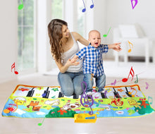 Load image into Gallery viewer, Big Musical Mat Carpet Touch Play Piano with 8 Animals Sound Music Instrument Baby Play Mat Rug Educational Toys For Kids
