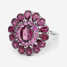 Load image into Gallery viewer, 6.19 Carat Genuine Rhodolite and White Topaz .925 Sterling Silver Ring