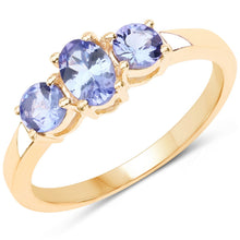 Load image into Gallery viewer, 18K Yellow Gold Plated 0.90 Carat Genuine Tanzanite .925 Sterling Silver Ring