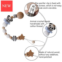 Load image into Gallery viewer, Modern Handmade Pacifier Chain Baby Teething Chains Crochet Rabbit Panda Beads Wooden Clips Wood Tiny Rod For Kids