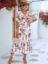 Load image into Gallery viewer, Black White Printed Balloon Sleeve Dress Elegant & Chic Casual Wear For Summer