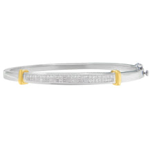 Load image into Gallery viewer, 14K Two-Toned Gold Princess Cut Diamond Fashion Bangle (1 cttw, H-I Color, SI1-SI2 Clarity)