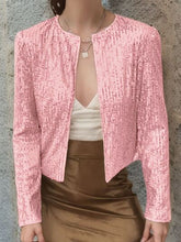 Load image into Gallery viewer, Elegant Women Full-Size Sequin Open Front Cropped Jacket With Glamorous Sparkle Luxury Women Party Jacket