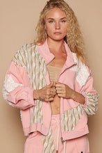 Load image into Gallery viewer, Modern Women Pink Applique Patchwork Zip-Up Jacket Artistic Details And Functional Design