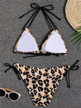 Load image into Gallery viewer, Sunset Bloom 2-Piece Triangle Bikini Set for Women – Vibrant Random Floral Print Halter Neck Swimsuit with Tie-Back Tie-Side Bottoms & High Cut Legs – Women's High-Stretch Swimwear for Summer Beach Escapes
