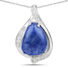 Load image into Gallery viewer, 2.39 Carat Genuine Blue Aventurine and White Topaz .925 Sterling Silver Pendant