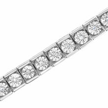 Load image into Gallery viewer, .925 Sterling Silver Miracle Set Diamond Accent Classic Tennis Bracelet (I-J Color, I2-I3 Clarity) - 7.25"