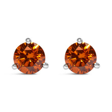Load image into Gallery viewer, 14K White Gold 1/2 Cttw Lab-Grown Round Brilliant-Cut Orange Diamond Classic 3-Prong Martini set Stud Earrings (Orange Color, VS1-VS2 Clarity)